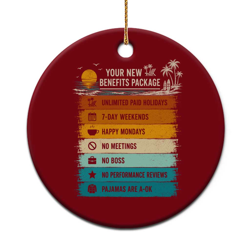 Funny Retirement Gift Ceramic Ornament New Benefits Package Retro Retired 2026