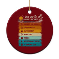 Funny Retirement Gift Ceramic Ornament New Benefits Package Retro Retired 2026