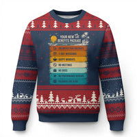 Funny Retirement Gift Ugly Christmas Sweater New Benefits Package Retro Retired 2026
