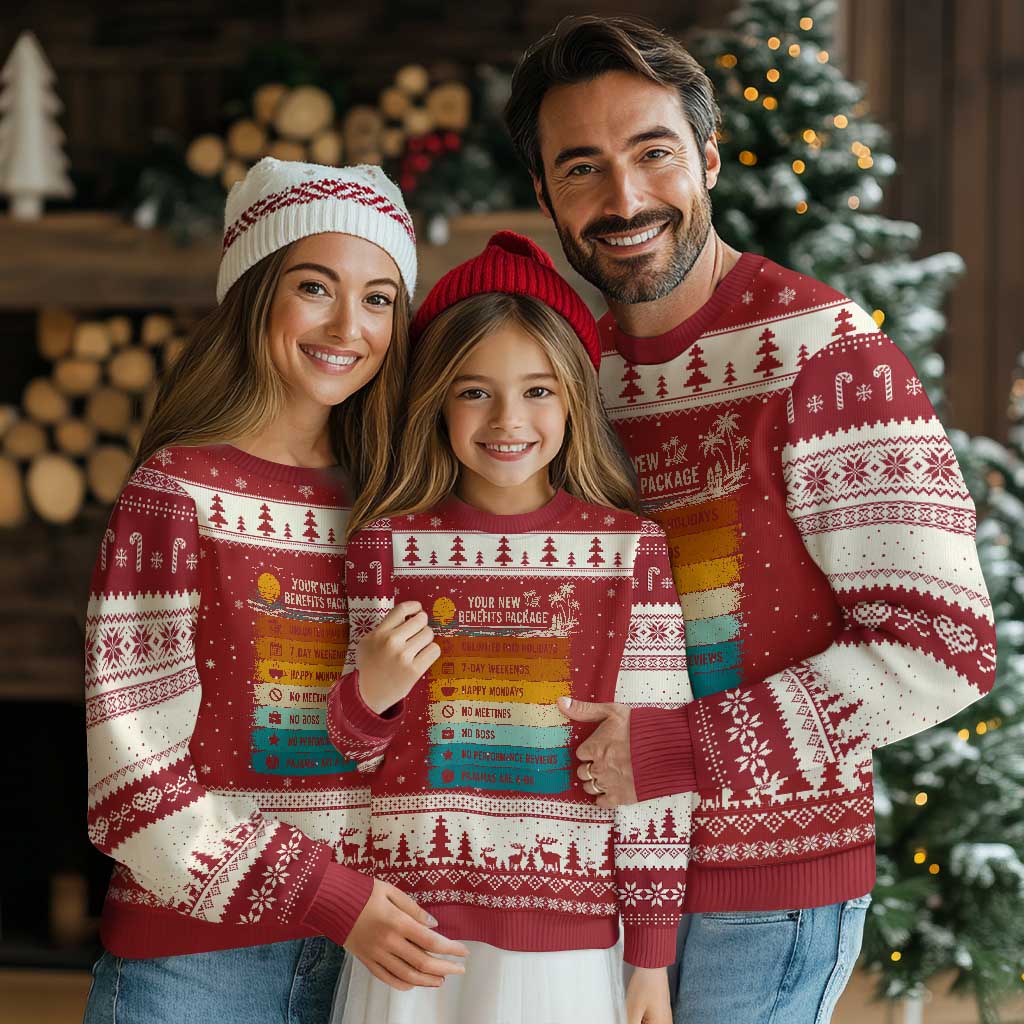 Funny Retirement Gift Ugly Christmas Sweater New Benefits Package Retro Retired 2026