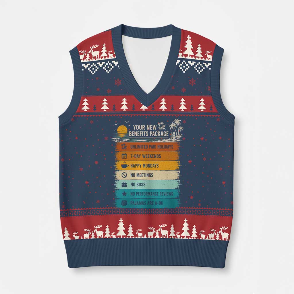Funny Retirement Gift V-Neck Knit Sweater Vest New Benefits Package Retro Retired 2026