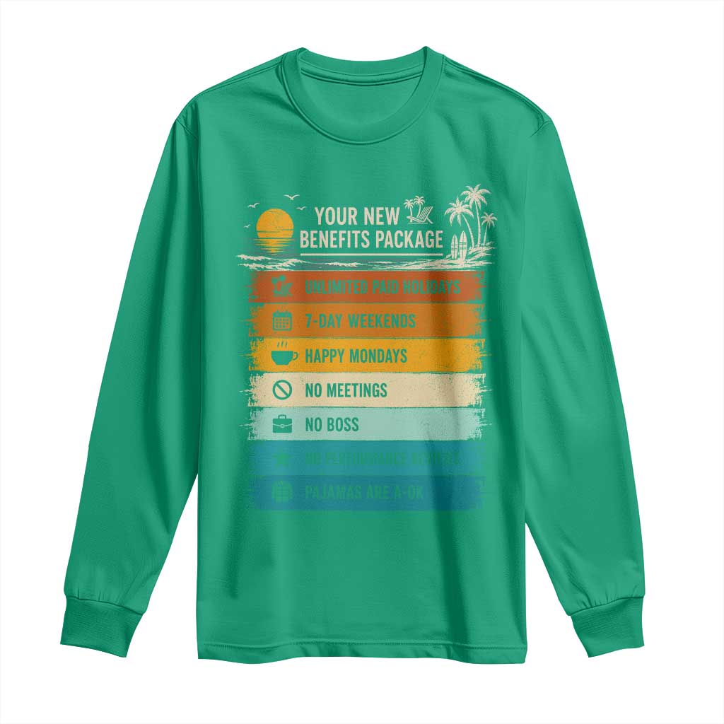 Funny Retirement Gift Long Sleeve Shirt New Benefits Package Retro Retired 2026