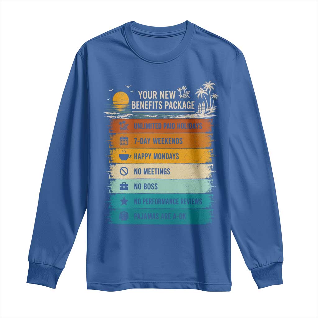 Funny Retirement Gift Long Sleeve Shirt New Benefits Package Retro Retired 2026