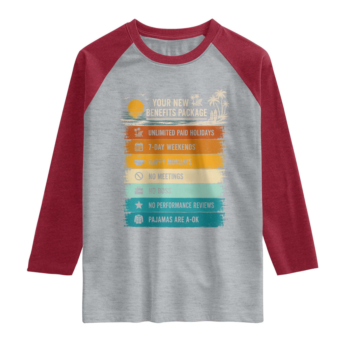 Funny Retirement Gift Raglan Shirt New Benefits Package Retro Retired 2026