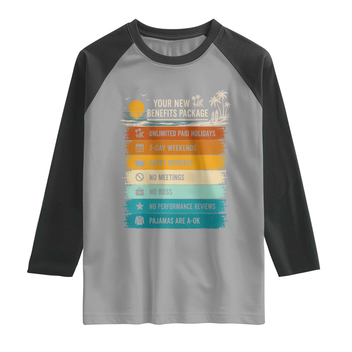 Funny Retirement Gift Raglan Shirt New Benefits Package Retro Retired 2026