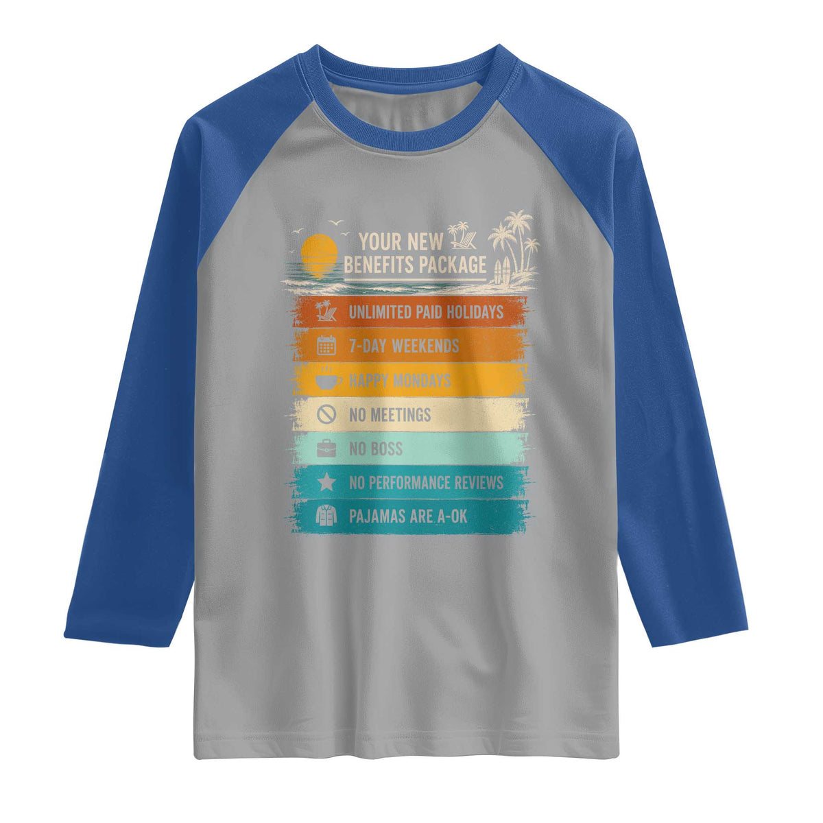 Funny Retirement Gift Raglan Shirt New Benefits Package Retro Retired 2026