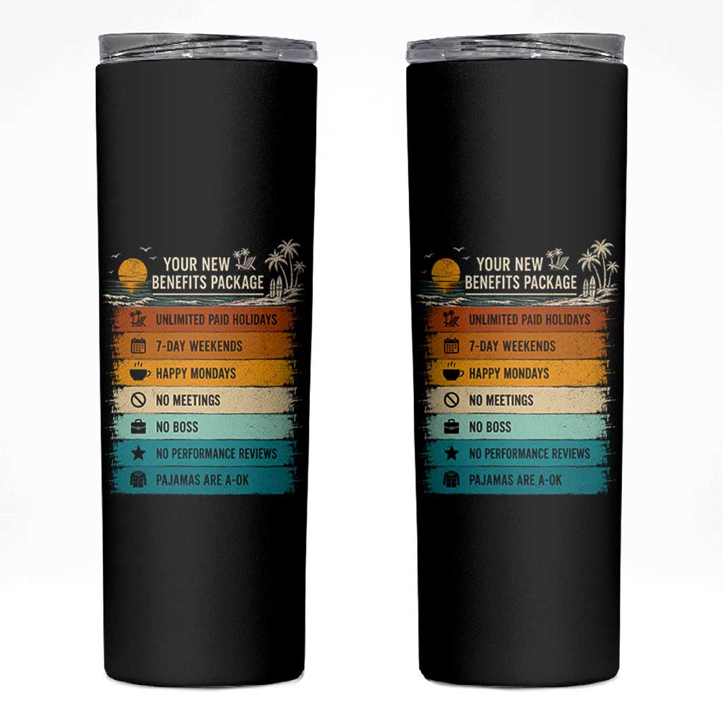 Funny Retirement Gift Skinny Tumbler New Benefits Package Retro Retired 2026