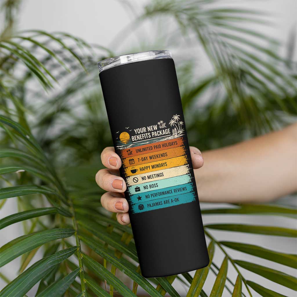 Funny Retirement Gift Skinny Tumbler New Benefits Package Retro Retired 2026