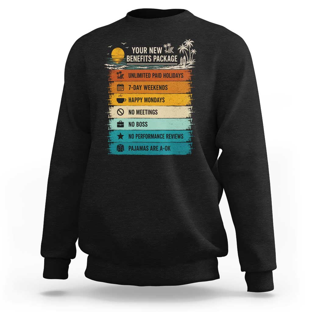 Funny Retirement Gift Sweatshirt New Benefits Package Retro Retired 2026