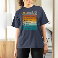 Funny Retirement Gift T Shirt For Women New Benefits Package Retro Retired 2026