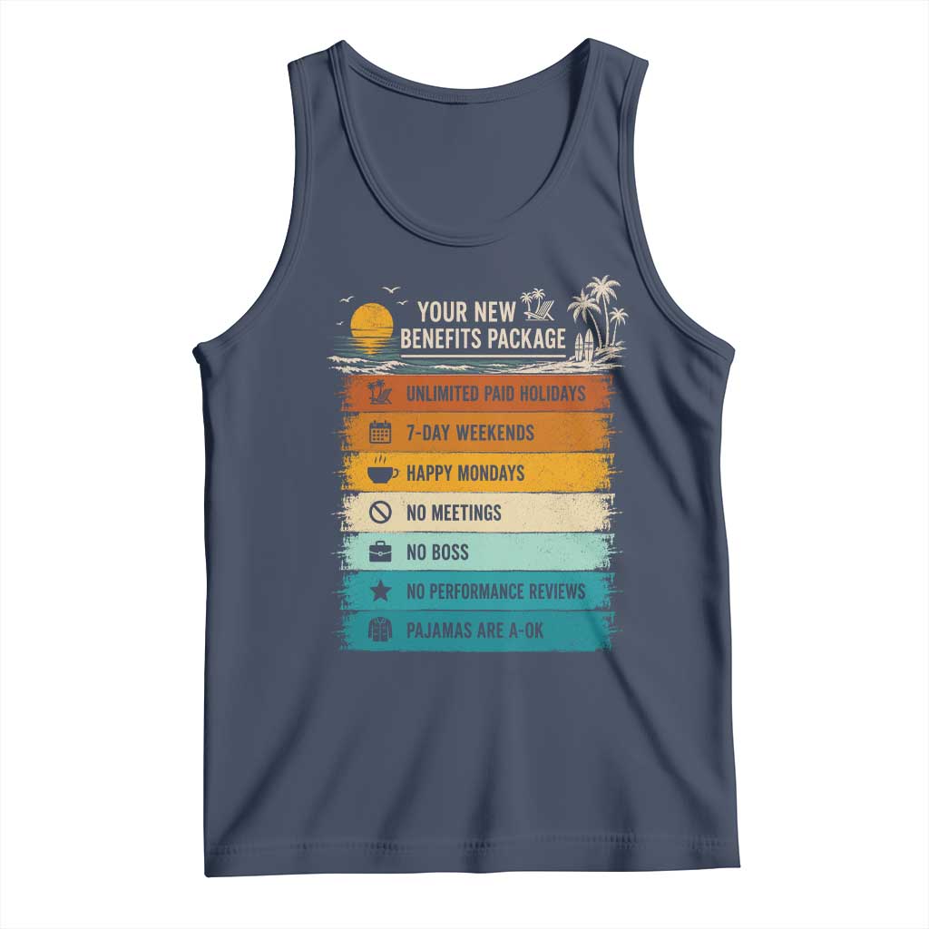 Funny Retirement Gift Tank Top New Benefits Package Retro Retired 2026