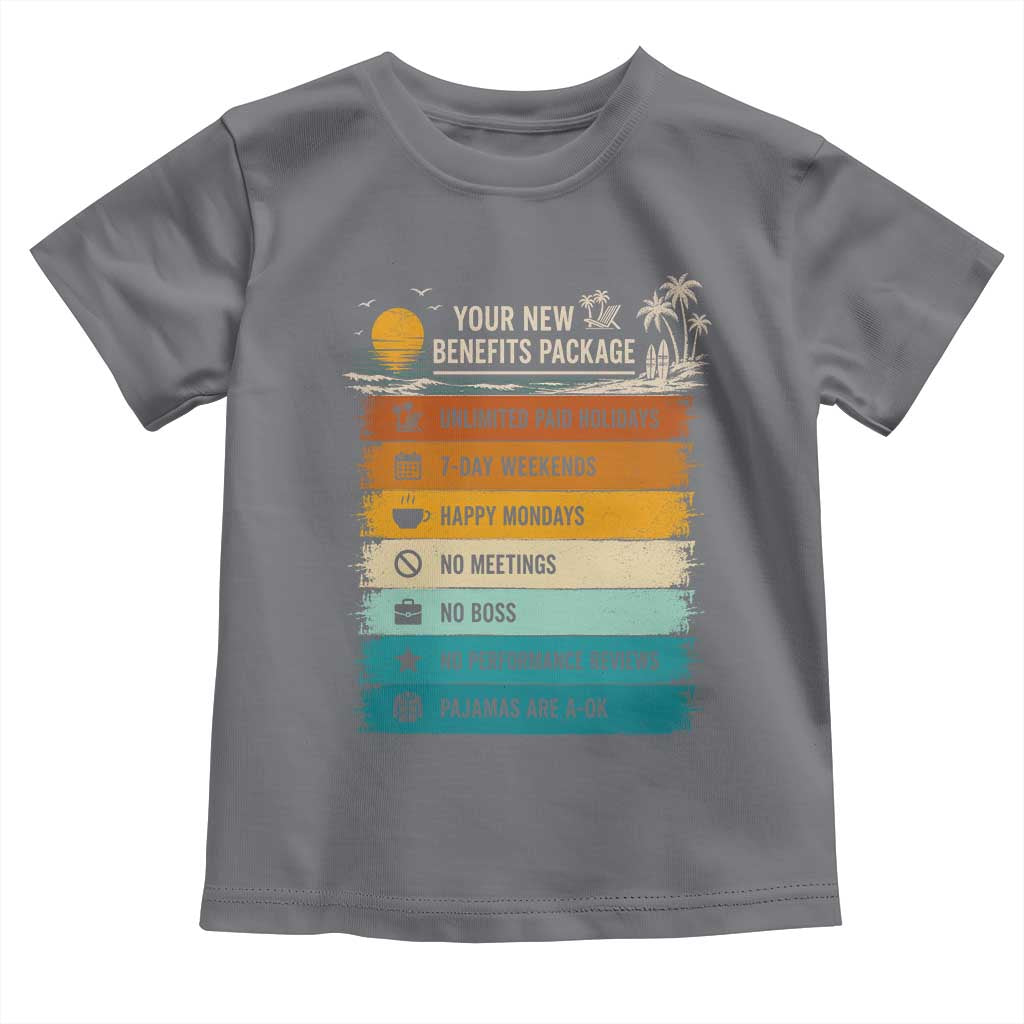 Funny Retirement Gift Toddler T Shirt New Benefits Package Retro Retired 2026