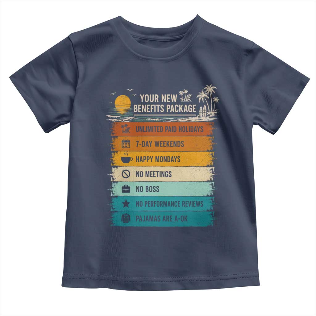 Funny Retirement Gift Toddler T Shirt New Benefits Package Retro Retired 2026