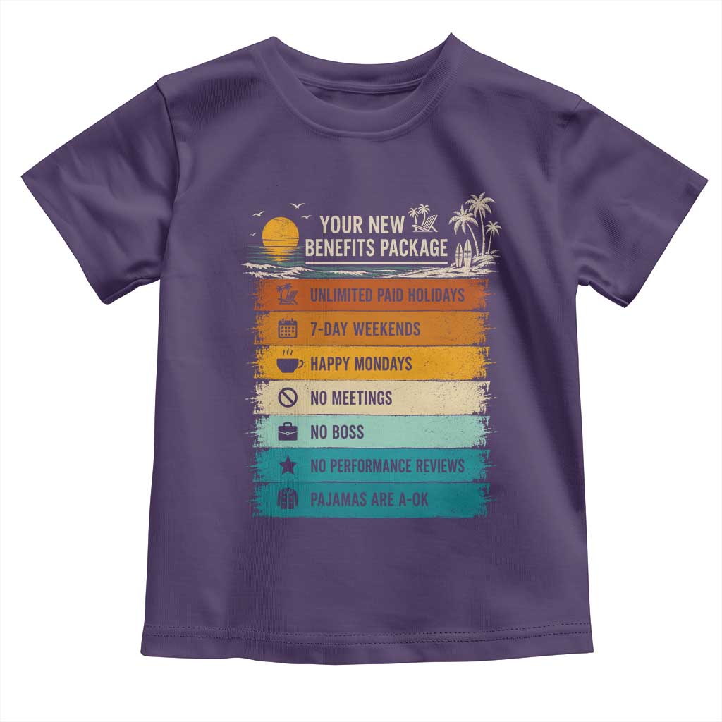 Funny Retirement Gift Toddler T Shirt New Benefits Package Retro Retired 2026