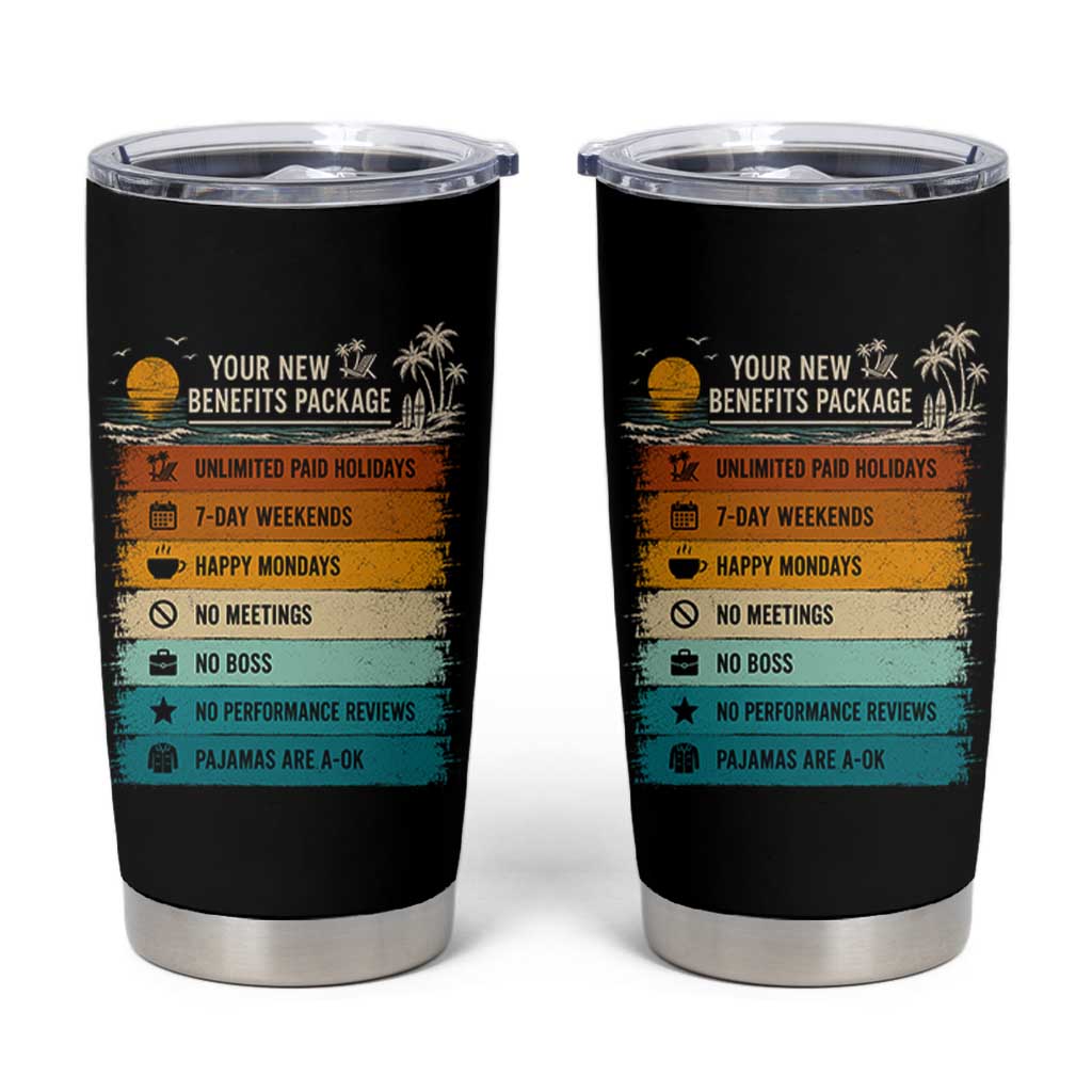 Funny Retirement Gift Tumbler Cup New Benefits Package Retro Retired 2026