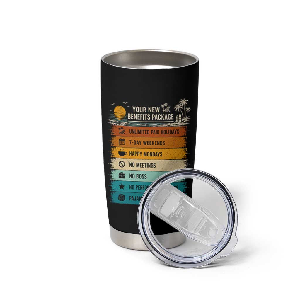 Funny Retirement Gift Tumbler Cup New Benefits Package Retro Retired 2026