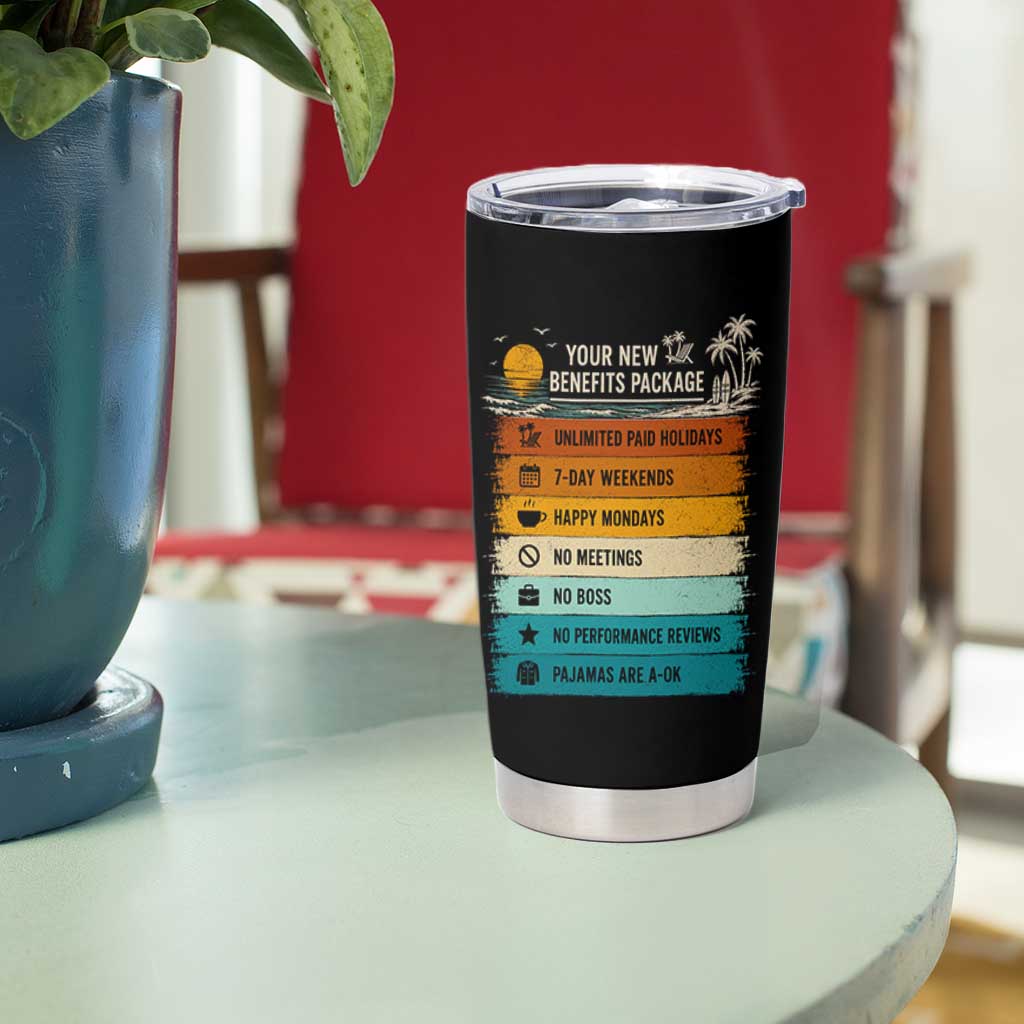 Funny Retirement Gift Tumbler Cup New Benefits Package Retro Retired 2026