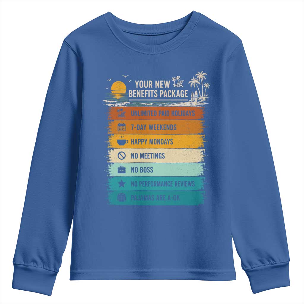 Funny Retirement Gift Youth Sweatshirt New Benefits Package Retro Retired 2026