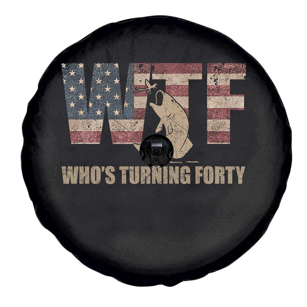 40th Birthday Spare Tire Cover Funny WTF Whos Turning Forty Vintage Fishing 40 Year Old Gift