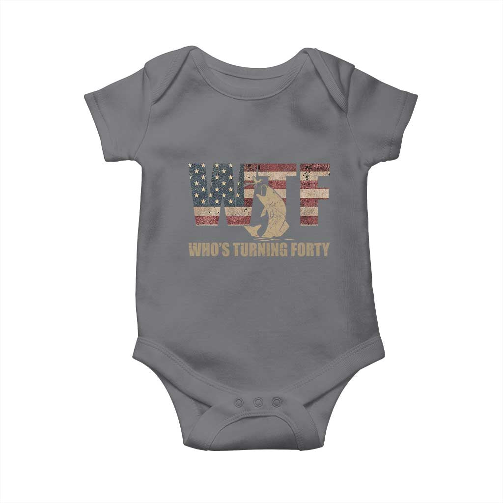 40th Birthday Baby Onesie Funny WTF Whos Turning Forty Vintage Fishing 40 Year Old Gift