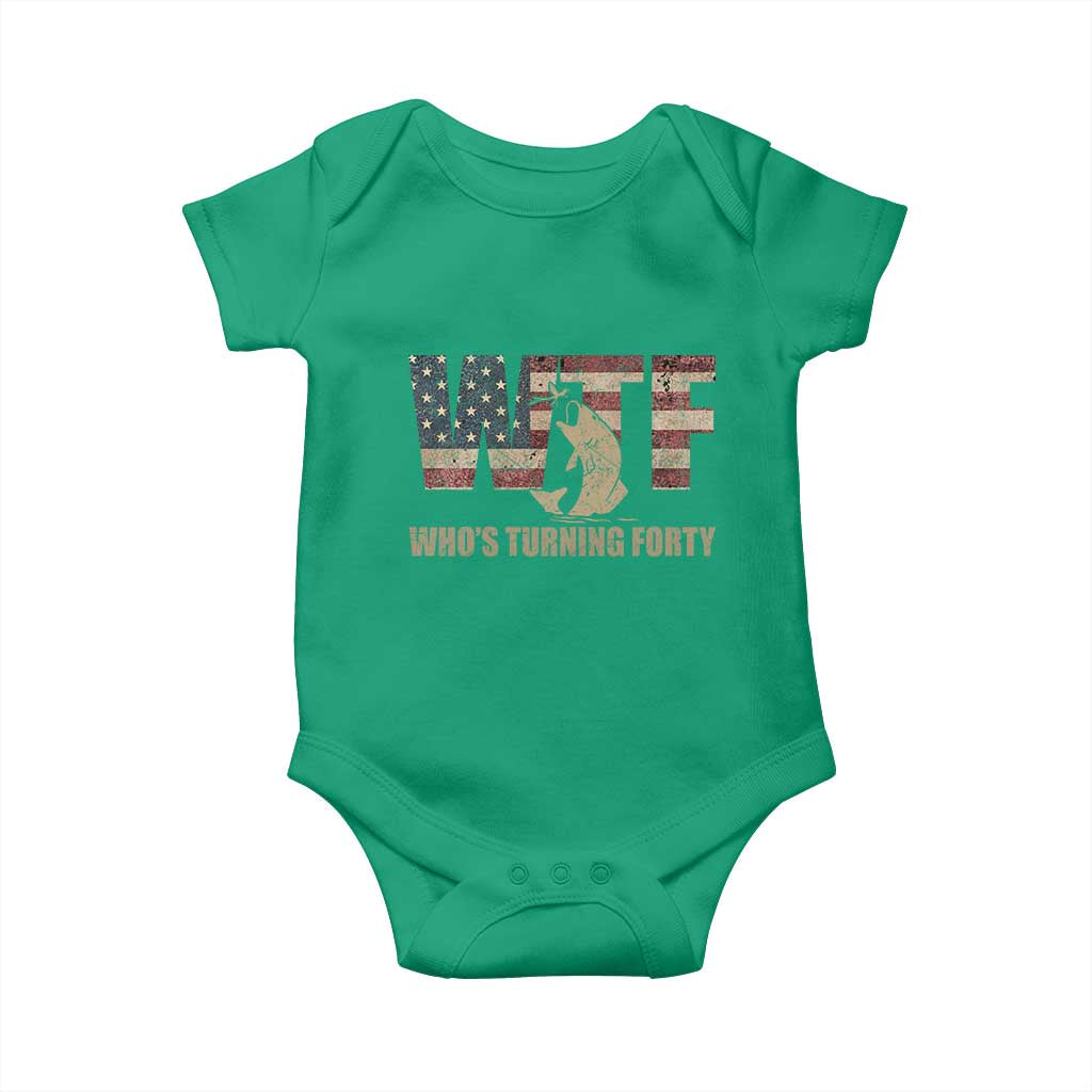40th Birthday Baby Onesie Funny WTF Whos Turning Forty Vintage Fishing 40 Year Old Gift