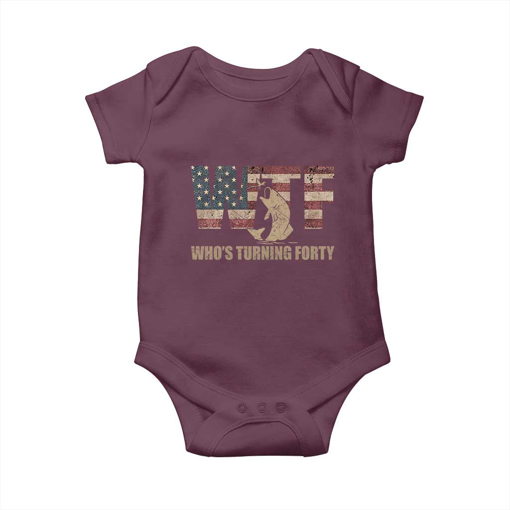 40th Birthday Baby Onesie Funny WTF Whos Turning Forty Vintage Fishing 40 Year Old Gift