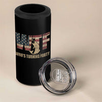 40th Birthday 4 in 1 Can Cooler Tumbler Funny WTF Whos Turning Forty Vintage Fishing 40 Year Old Gift