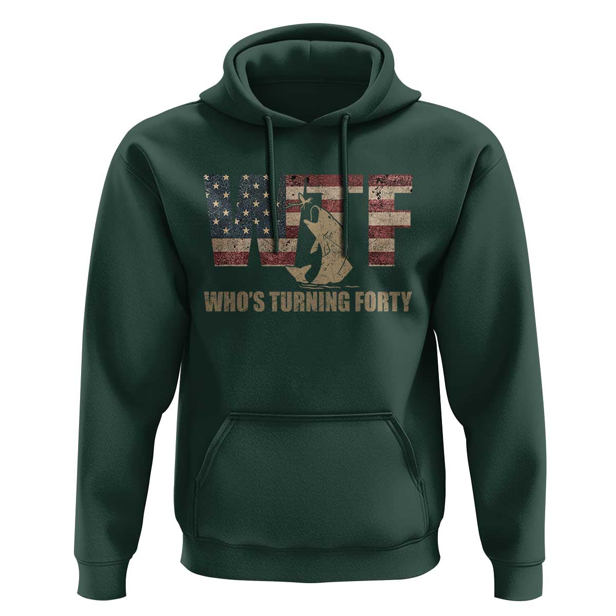 40th Birthday Hoodie Funny WTF Whos Turning Forty Vintage Fishing 40 Year Old Gift
