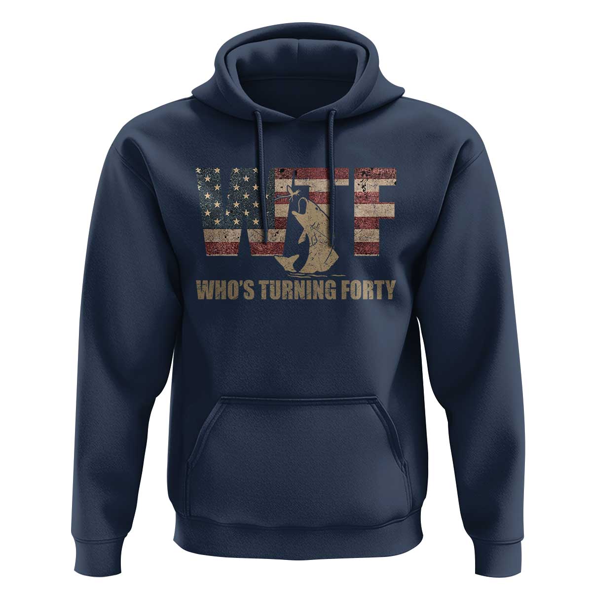 40th Birthday Hoodie Funny WTF Whos Turning Forty Vintage Fishing 40 Year Old Gift