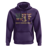 40th Birthday Hoodie Funny WTF Whos Turning Forty Vintage Fishing 40 Year Old Gift