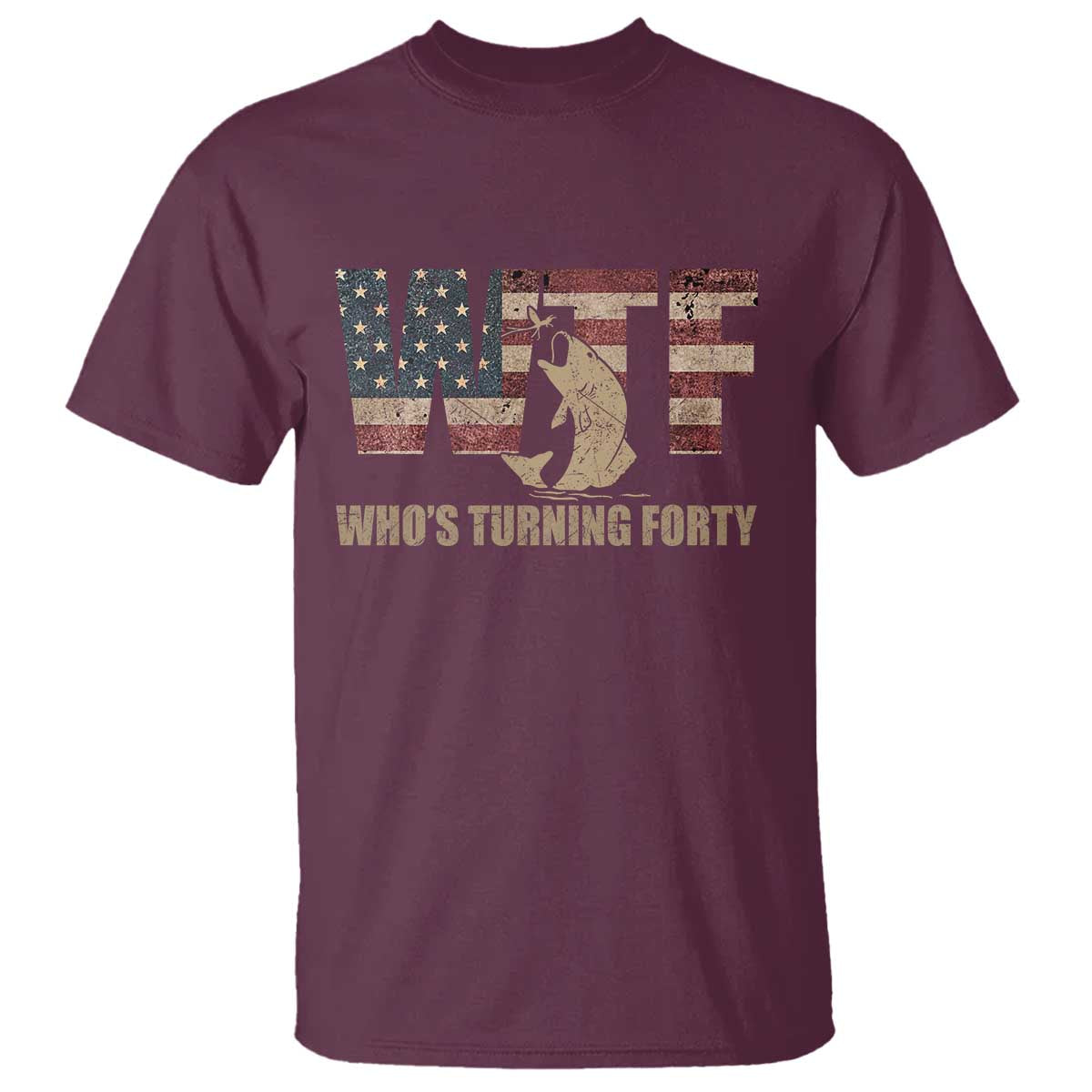 40th Birthday T Shirt Funny WTF Whos Turning Forty Vintage Fishing 40 Year Old Gift