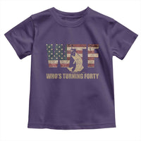 40th Birthday Toddler T Shirt Funny WTF Whos Turning Forty Vintage Fishing 40 Year Old Gift