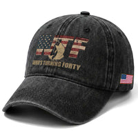 40th Birthday Washed Cotton Baseball Cap Funny WTF Whos Turning Forty Vintage Fishing 40 Year Old Gift