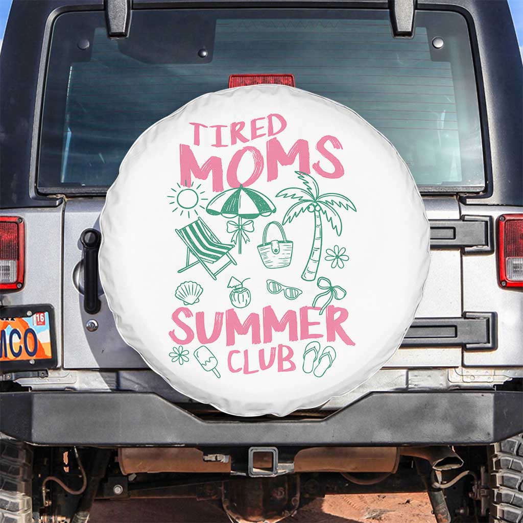 Retro Tired Moms Summer Club Spare Tire Cover Funny Mama Beach Vacation Gift