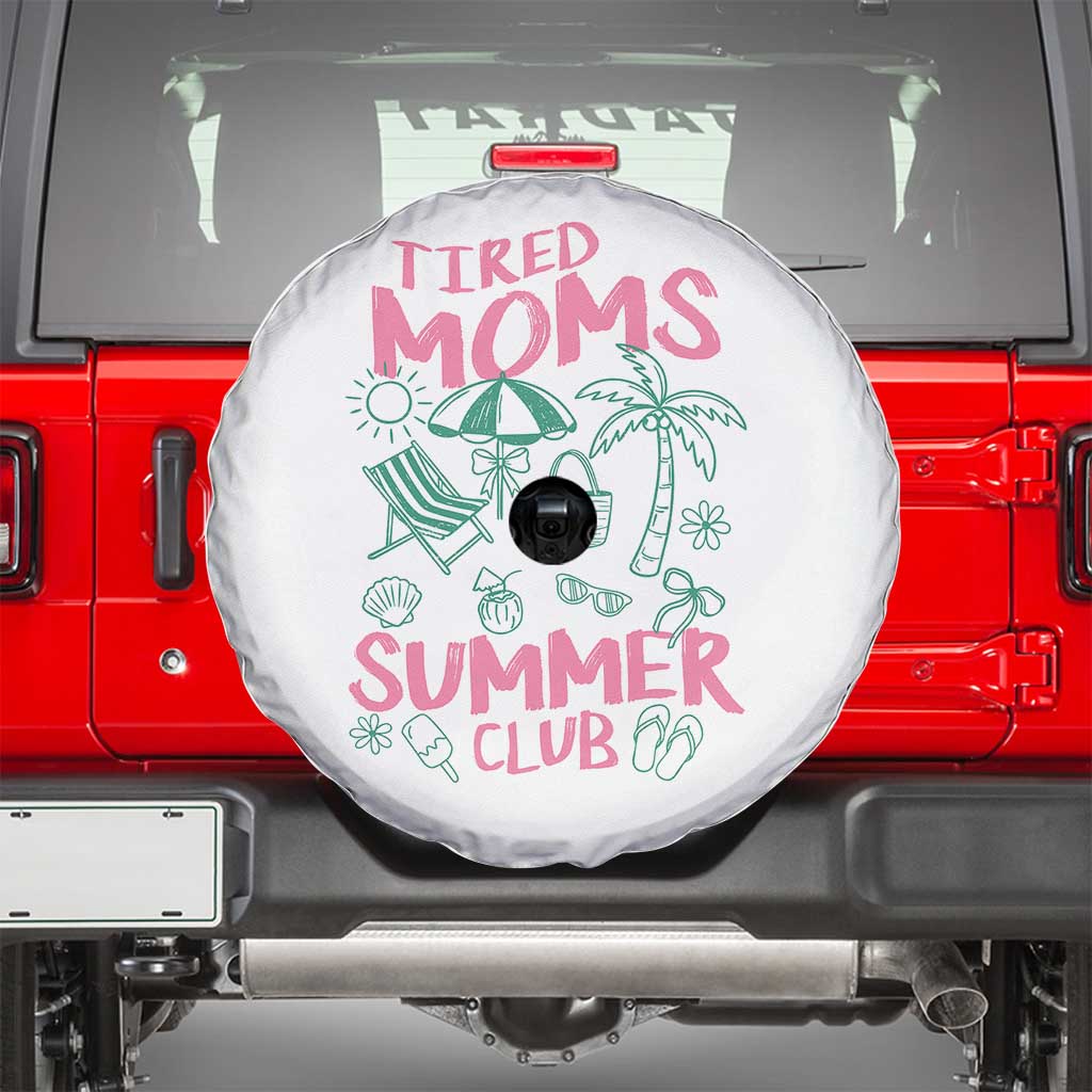Retro Tired Moms Summer Club Spare Tire Cover Funny Mama Beach Vacation Gift