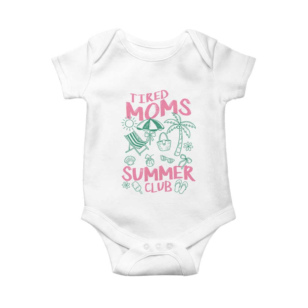 Retro Tired Moms Summer Club Baby Onesie Funny Mama Beach Vacation Gift