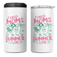 Retro Tired Moms Summer Club 4 in 1 Can Cooler Tumbler Funny Mama Beach Vacation Gift