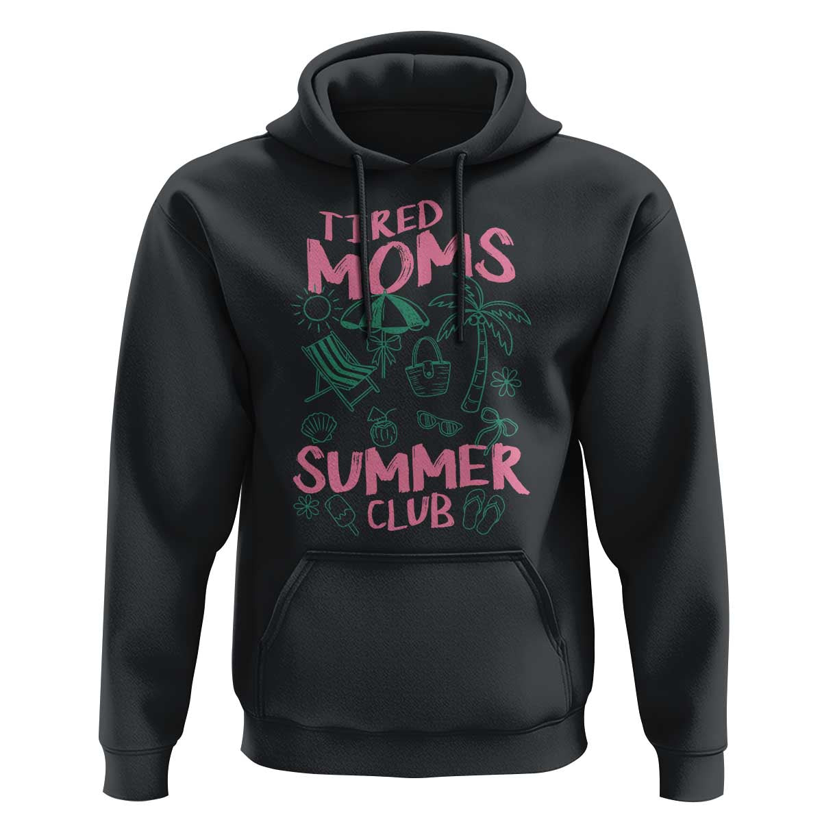 Retro Tired Moms Summer Club Hoodie Funny Mama Beach Vacation Gift