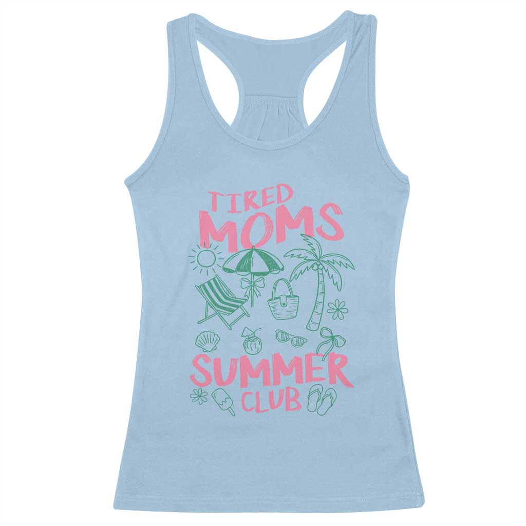 Retro Tired Moms Summer Club Racerback Tank Top Funny Mama Beach Vacation Gift