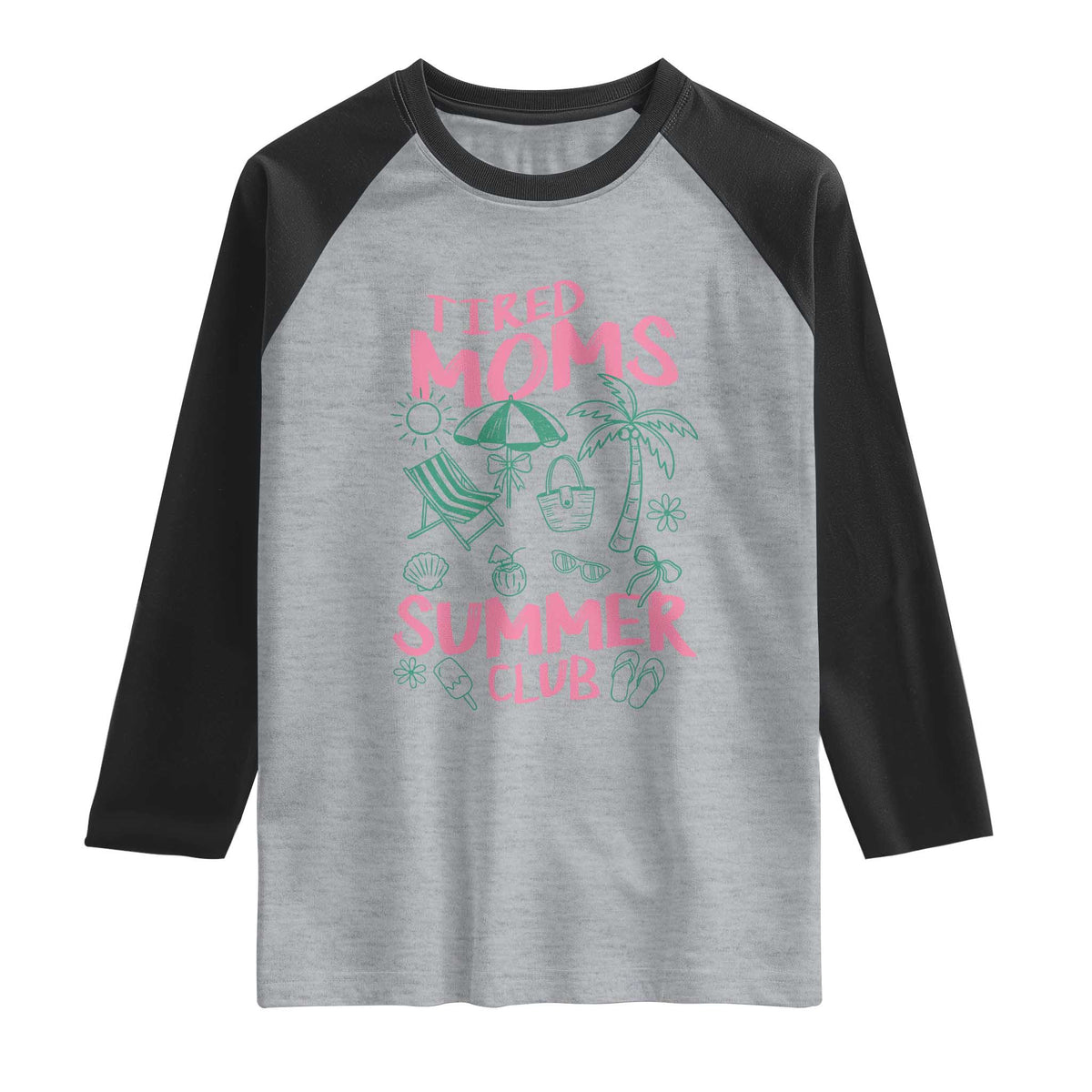 Retro Tired Moms Summer Club Raglan Shirt Funny Mama Beach Vacation Gift