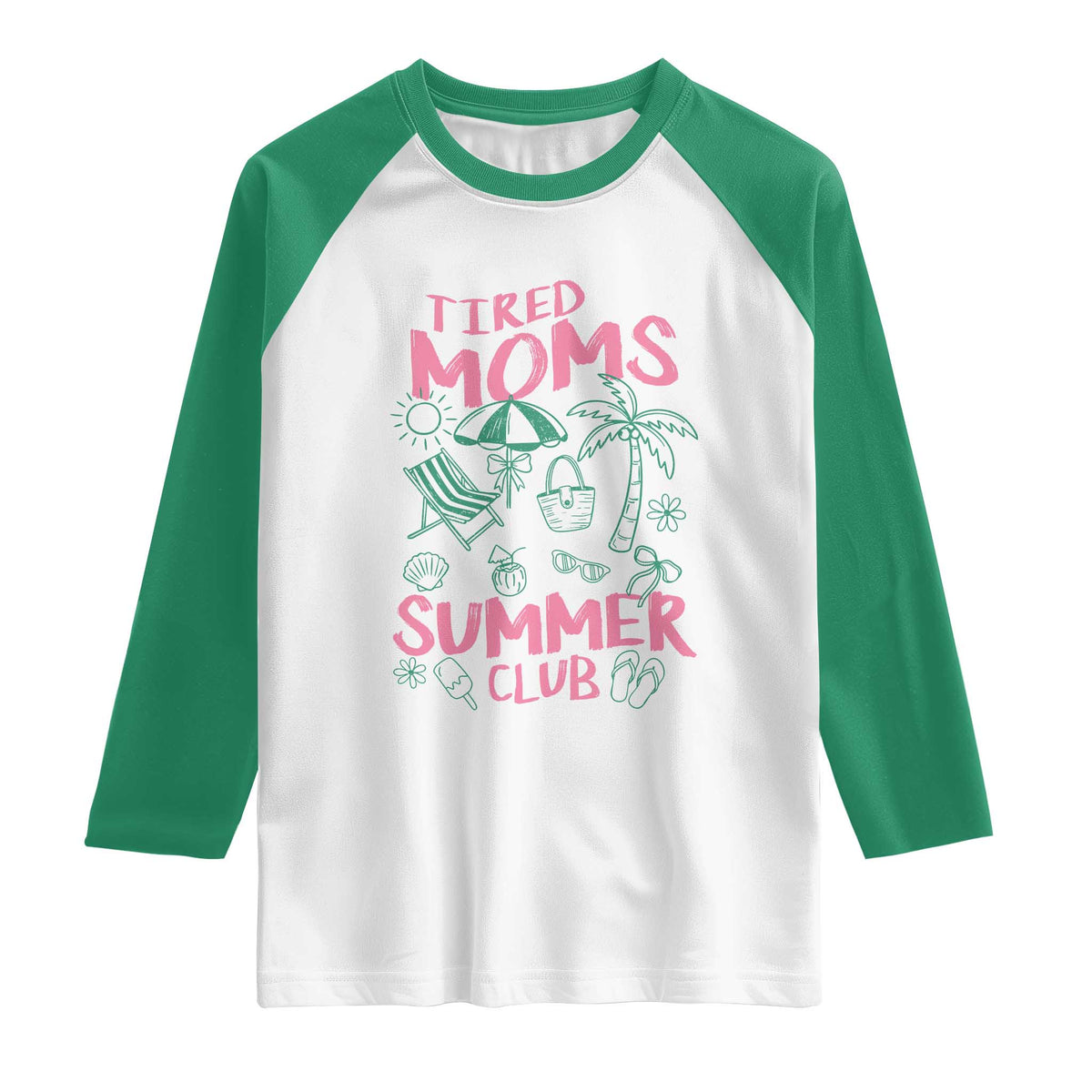 Retro Tired Moms Summer Club Raglan Shirt Funny Mama Beach Vacation Gift