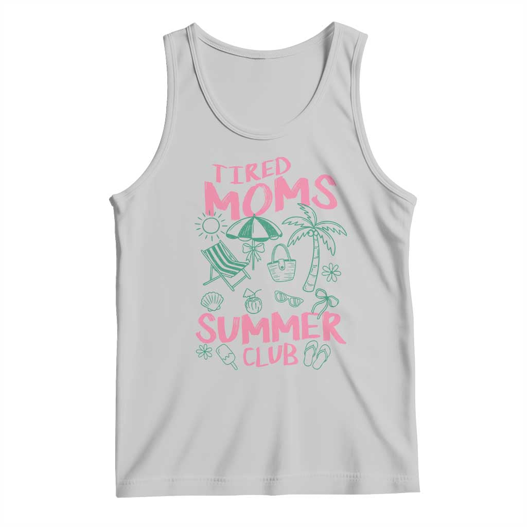 Retro Tired Moms Summer Club Tank Top Funny Mama Beach Vacation Gift