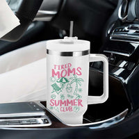 Retro Tired Moms Summer Club Tumbler With Handle Funny Mama Beach Vacation Gift