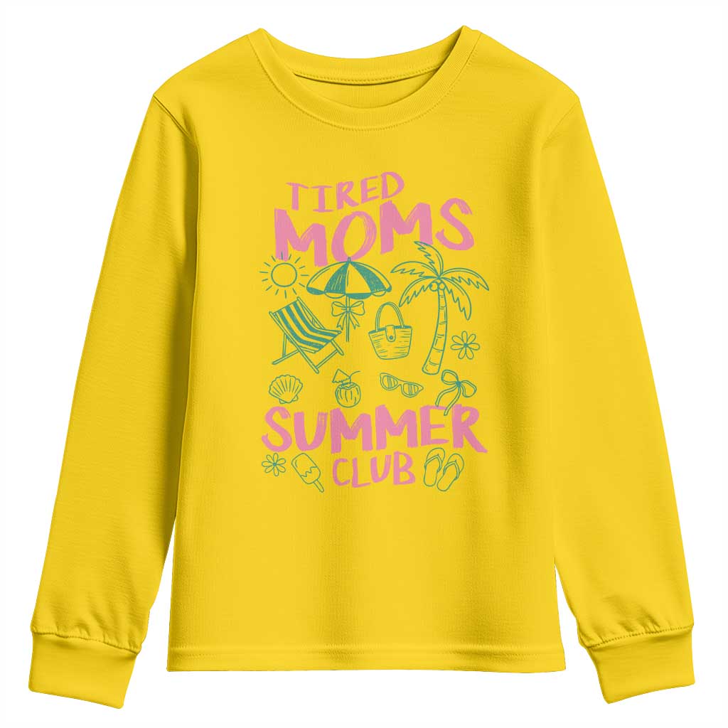 Retro Tired Moms Summer Club Youth Sweatshirt Funny Mama Beach Vacation Gift
