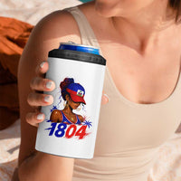 Haitian Revolution 1804 4 in 1 Can Cooler Tumbler Haiti Flag Independence Day Haitian Girl Graphic