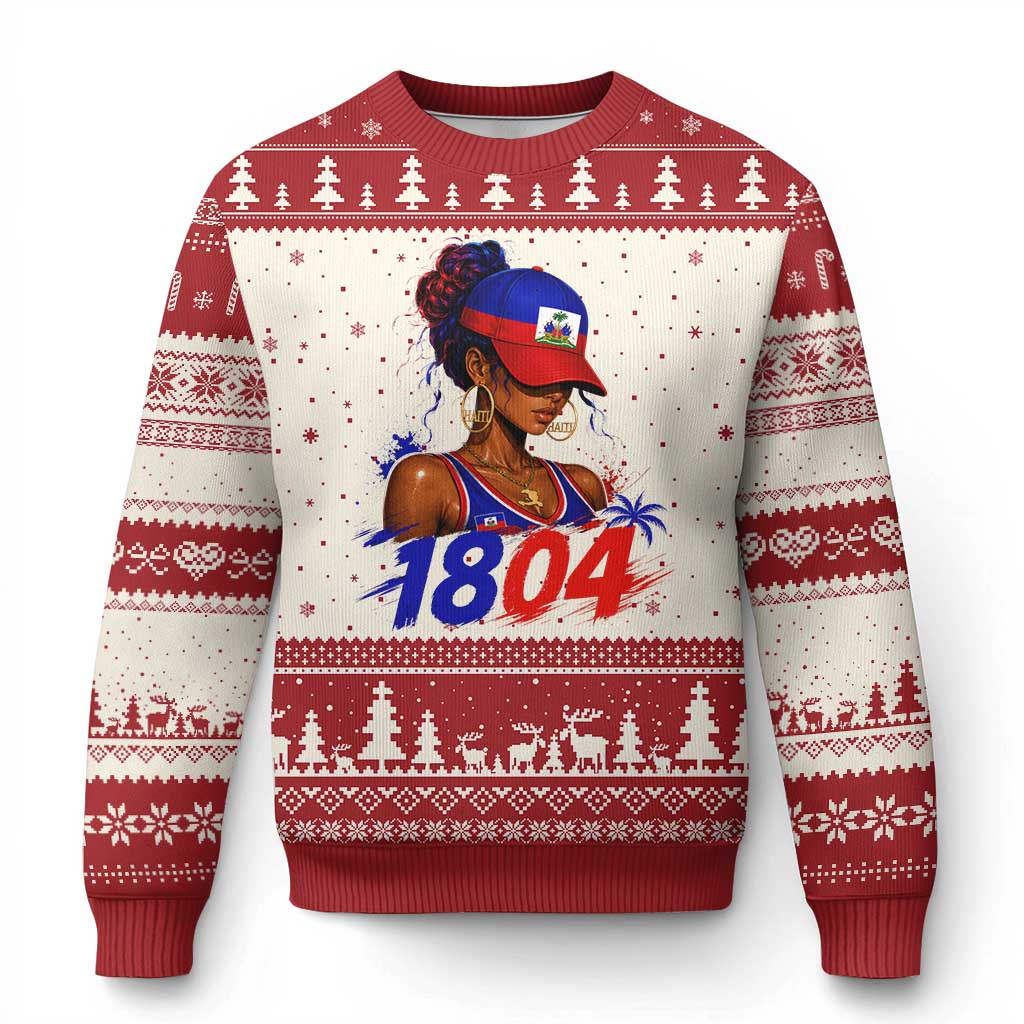 Haitian Revolution 1804 Ugly Christmas Sweater Haiti Flag Independence Day Haitian Girl Graphic