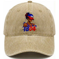 Haitian Revolution 1804 Washed Cotton Baseball Cap Haiti Flag Independence Day Haitian Girl Graphic