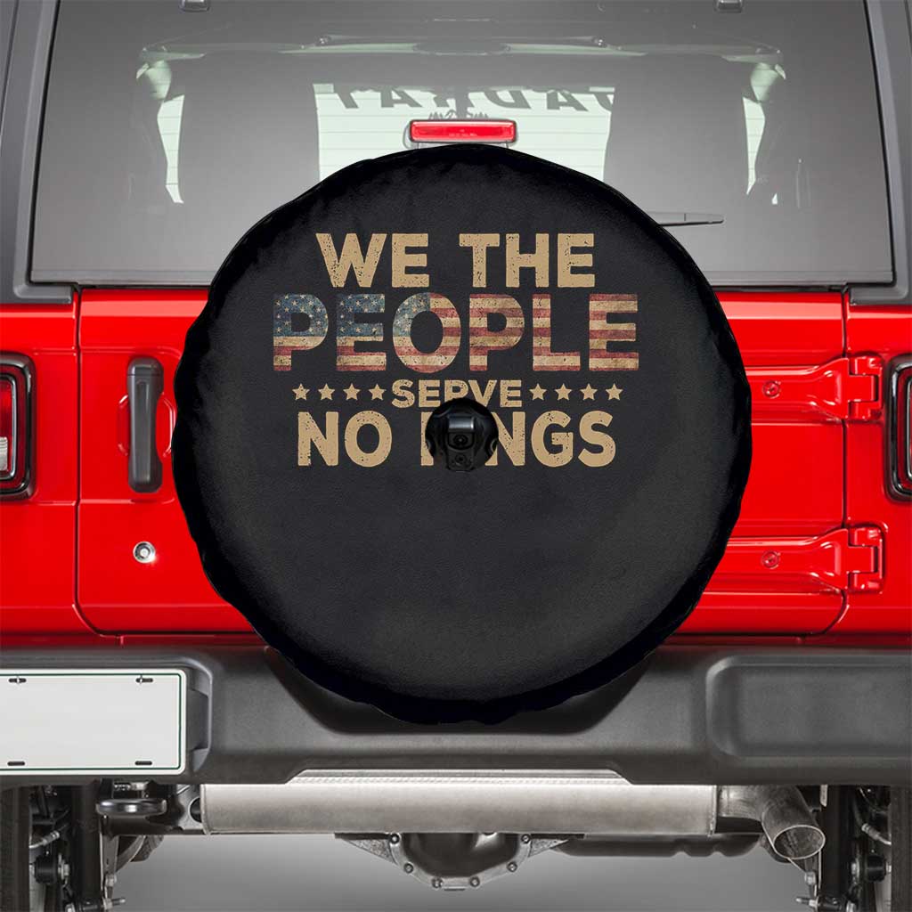 No Kings in USA Spare Tire Cover Vintage Old American Flag We The People - Wonder Print Shop