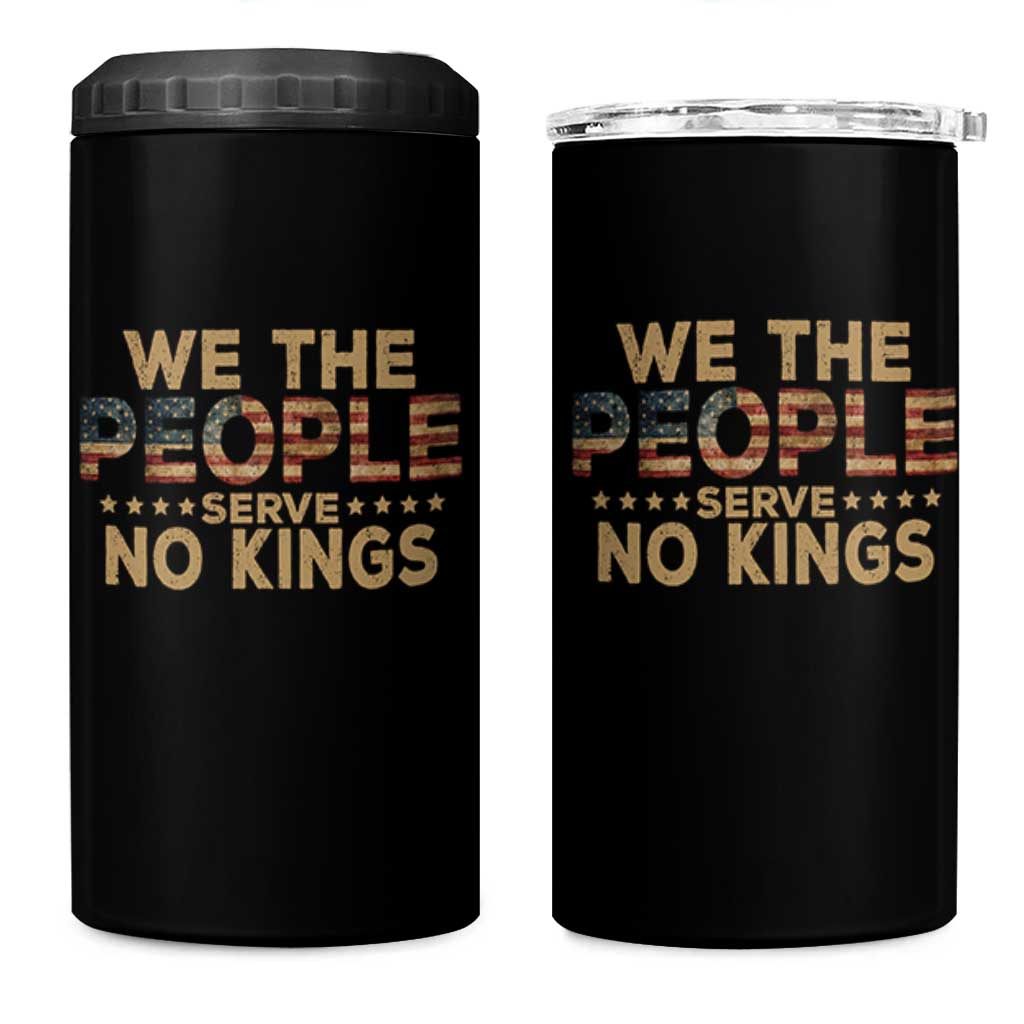 No Kings in USA 4 in 1 Can Cooler Tumbler Vintage Old American Flag We The People - Wonder Print Shop