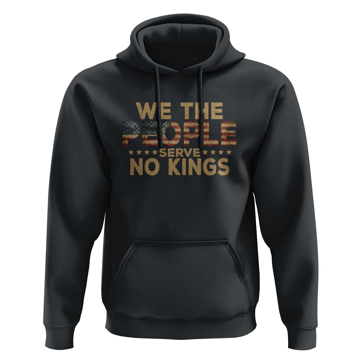 No Kings in USA Hoodie Vintage Old American Flag We The People - Wonder Print Shop